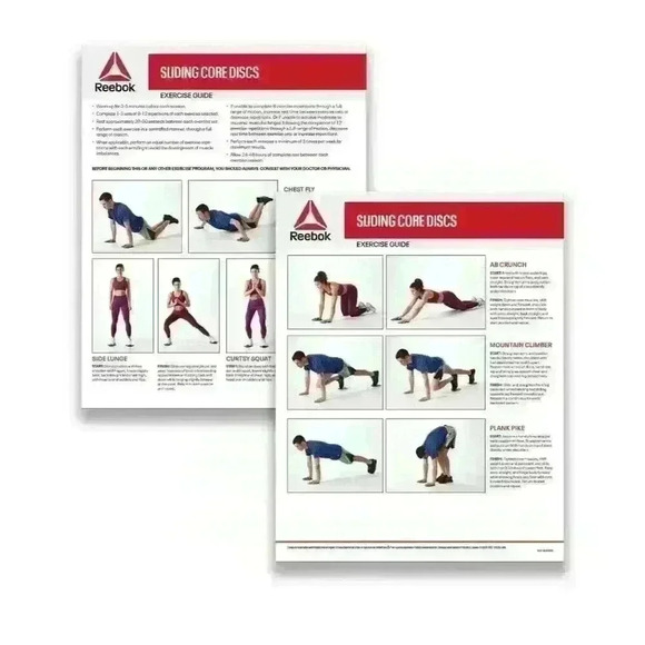 Reebok Sliding Core Discs, Pair Home Exercise Equipment New In a Box - Picture 2 of 8